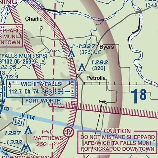 FAA VFR chart of Petrolia Elementary School, TX