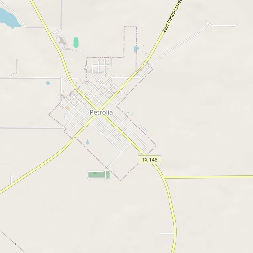 OpenStreetMap map of Petrolia Elementary School, TX