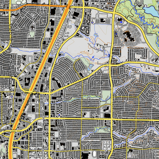 OpenTopoMap map of Barron Elementary School, TX