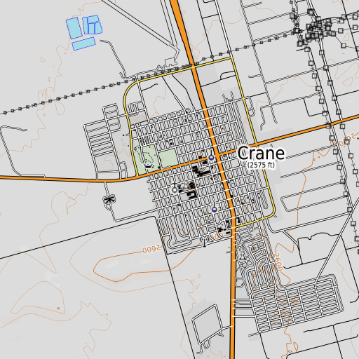 OpenTopoMap map of Crane Middle School, TX