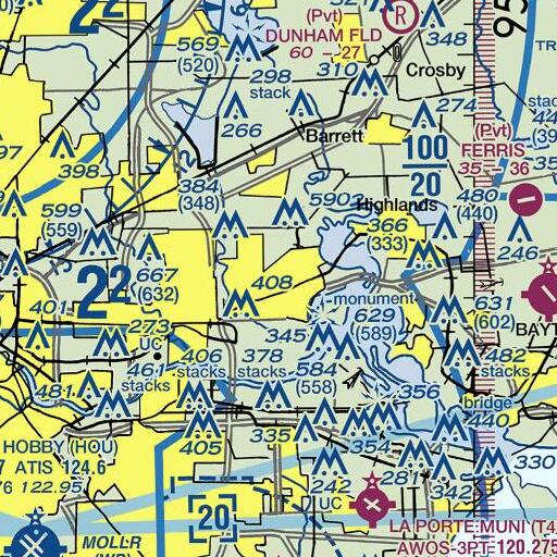 FAA VFR chart of Channelview High School, TX