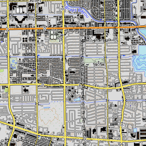 OpenTopoMap map of A J Martin Elementary School, TX