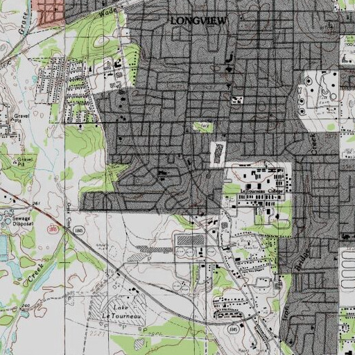 USGS 24K topo map of Pinewood Park Elementary School, TX