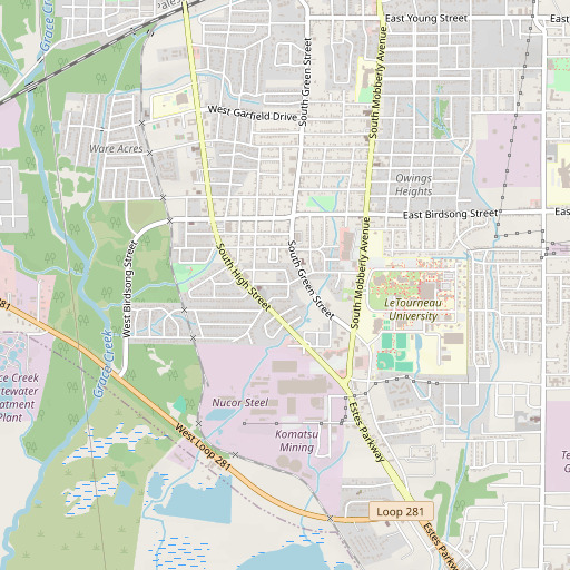OpenStreetMap map of Pinewood Park Elementary School, TX