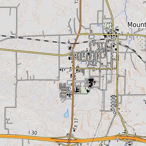 OpenTopoMap map of Mount Vernon Elementary School, TX