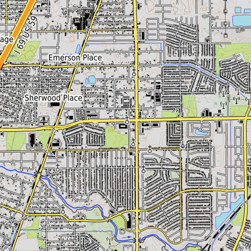 OpenTopoMap map of Fonwood Elementary School, TX