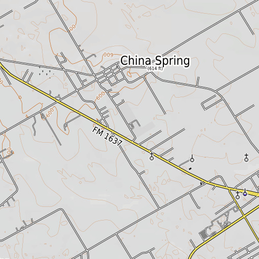 OpenTopoMap map of China Spring Elementary School, TX