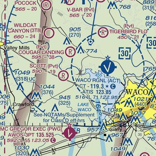 FAA VFR chart of China Spring High School, TX