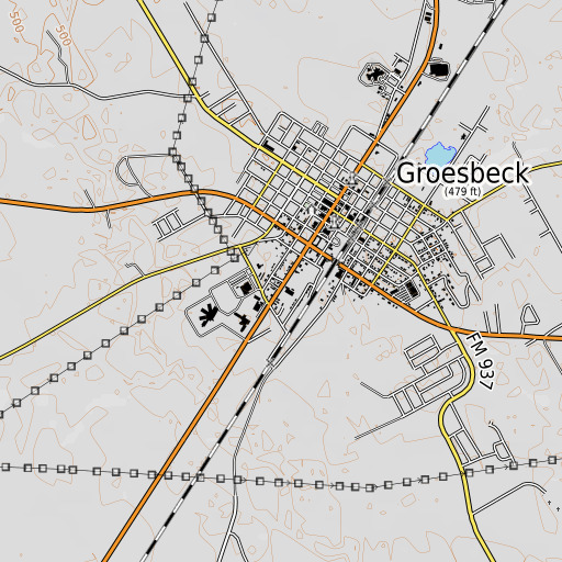 OpenTopoMap map of Enge - Washington Intermediate School, TX