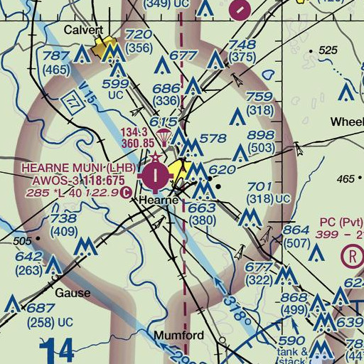 FAA VFR chart of Hearne High School, TX