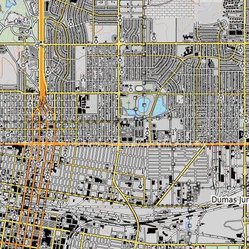 OpenTopoMap map of Rogers Elementary School, TX