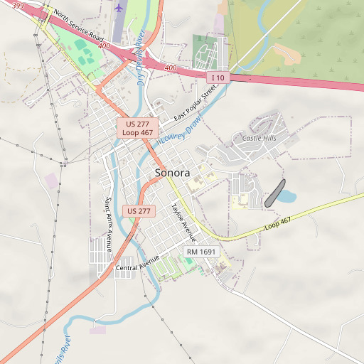OpenStreetMap map of Sonora High School, TX