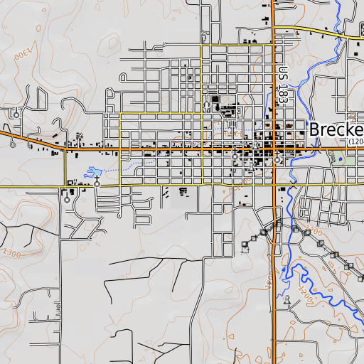 OpenTopoMap map of South Elementary School, TX