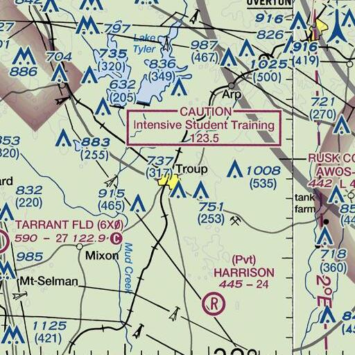 FAA VFR chart of Troup High School, TX