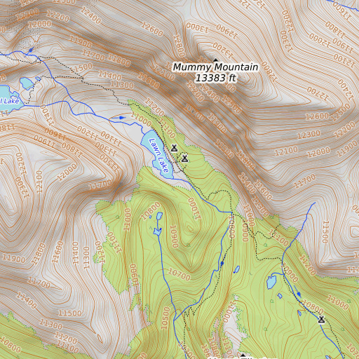 OpenTopoMap map of Lawn Dam, CO