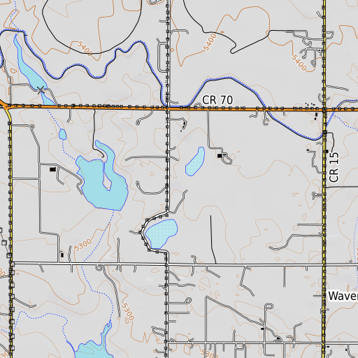 OpenTopoMap map of Caverly Dam, CO