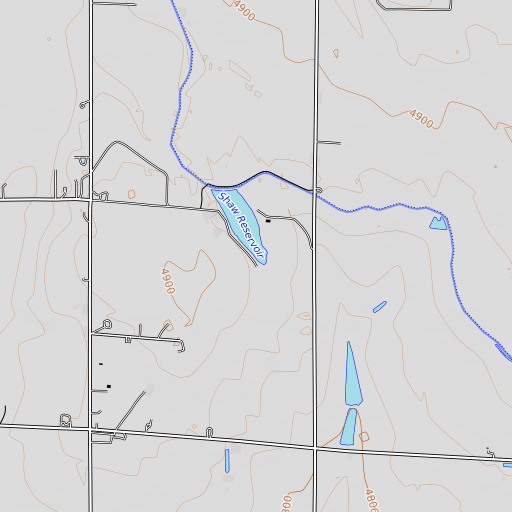 OpenTopoMap map of Shaw Dam, CO