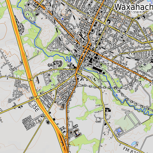 OpenTopoMap map of Ellis County Museum, TX