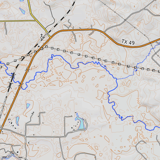 OpenTopoMap map of Freeman Plantation, TX