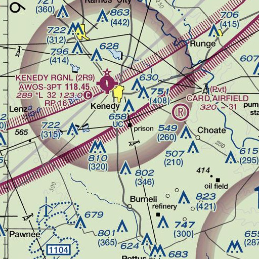 FAA VFR chart of Kenedy Museum, TX