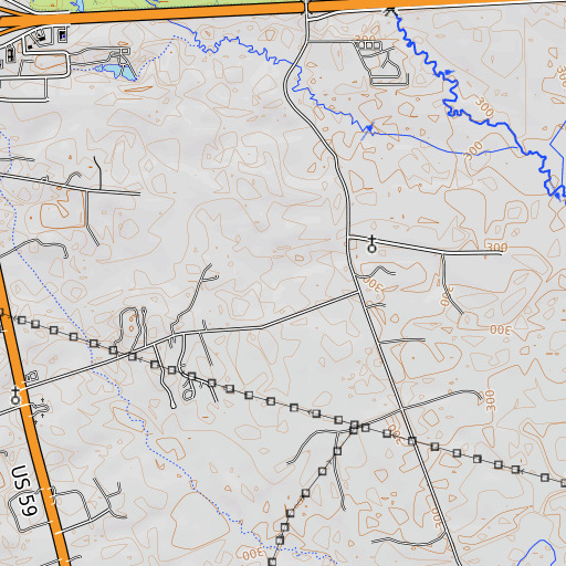 OpenTopoMap map of Harrison County Historial Museum, TX