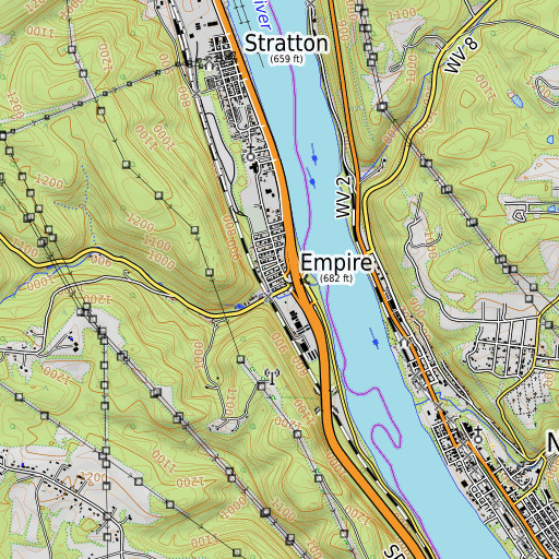 OpenTopoMap map of Empire Post Office, OH