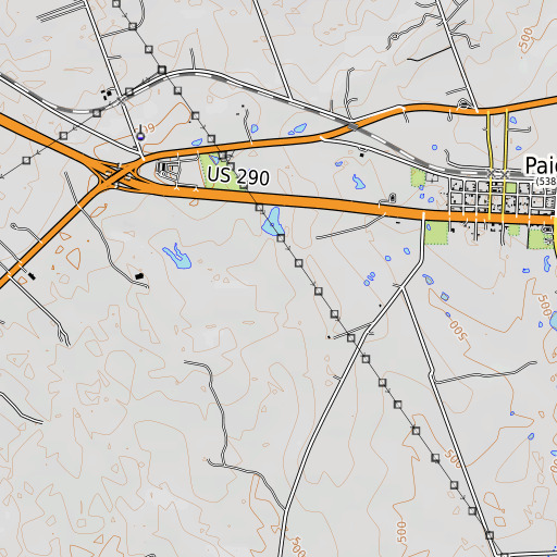 OpenTopoMap map of Denton Public Library, TX