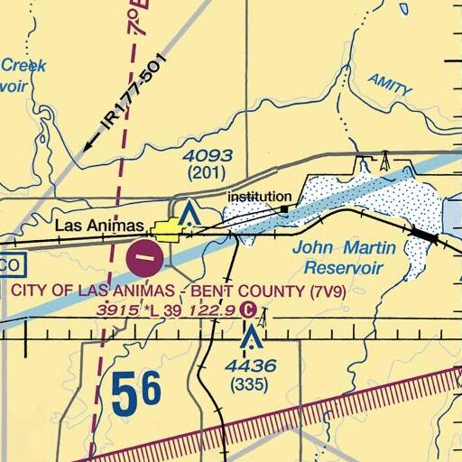 FAA VFR chart of Purgatoire River, CO