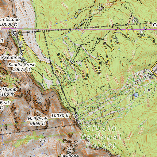 OpenTopoMap map of Ten K Trail, NM