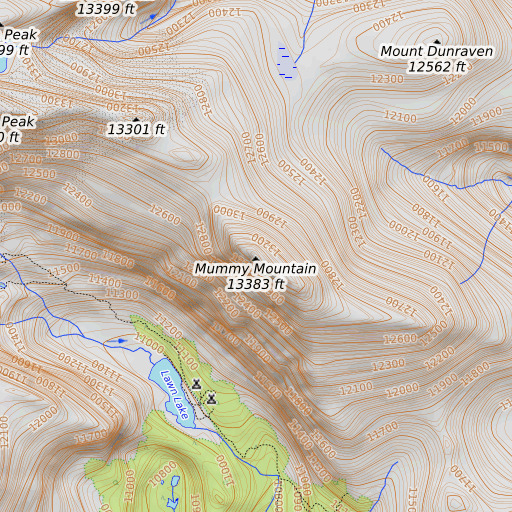 OpenTopoMap map of Mummy Mountain, CO