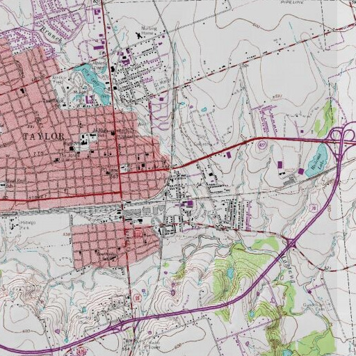 USGS 24K topo map of First Baptist Church, TX