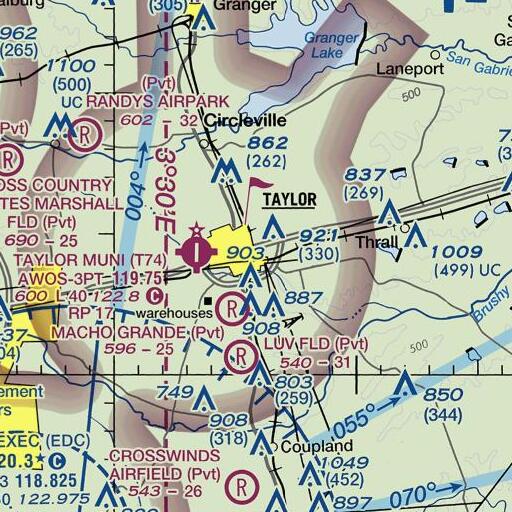 FAA VFR chart of First Baptist Church, TX