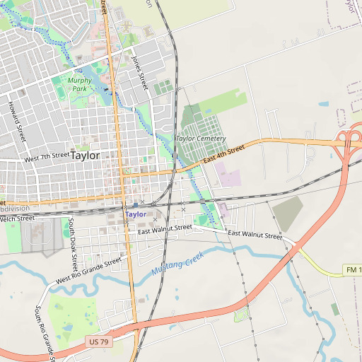 OpenStreetMap map of First Baptist Church, TX