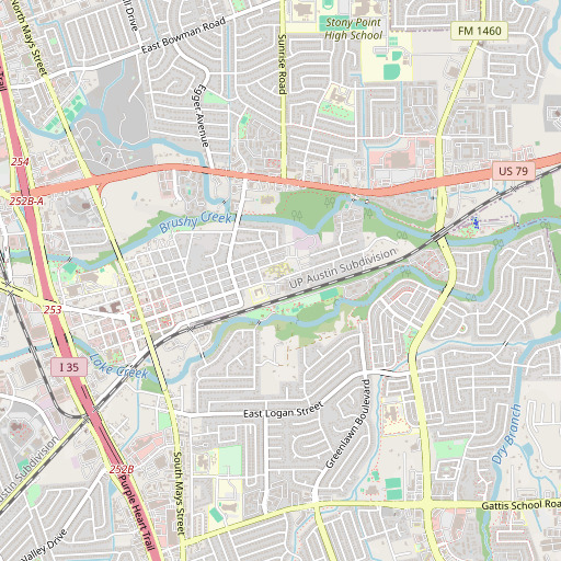 OpenStreetMap map of Trinity Lutheran Church, TX