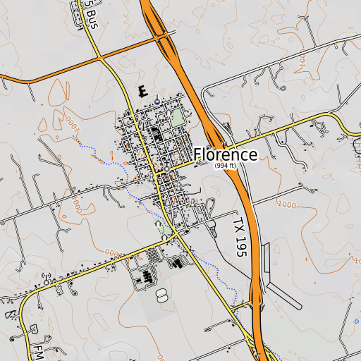 OpenTopoMap map of United Methodist Church, TX