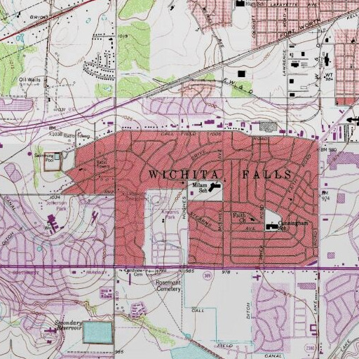 USGS 24K topo map of Trinity Presbyterianchurch, TX