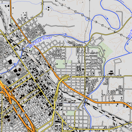 OpenTopoMap map of Mitchells Chapel Church, TX
