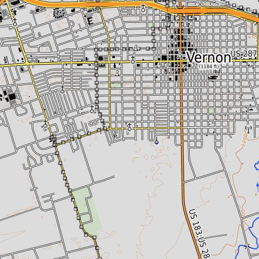 OpenTopoMap map of First Apostolic Church, TX