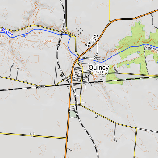 OpenTopoMap map of Quincy Post Office, OH