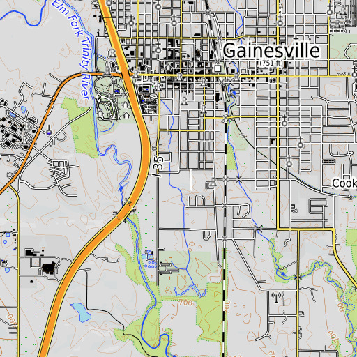 OpenTopoMap map of Leopard Stadium, TX