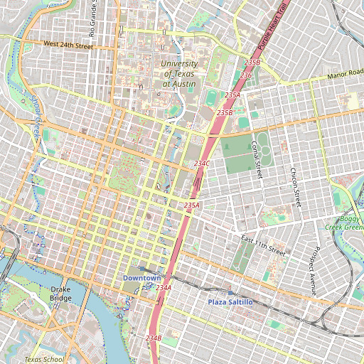 OpenStreetMap map of Waterloo Park, TX