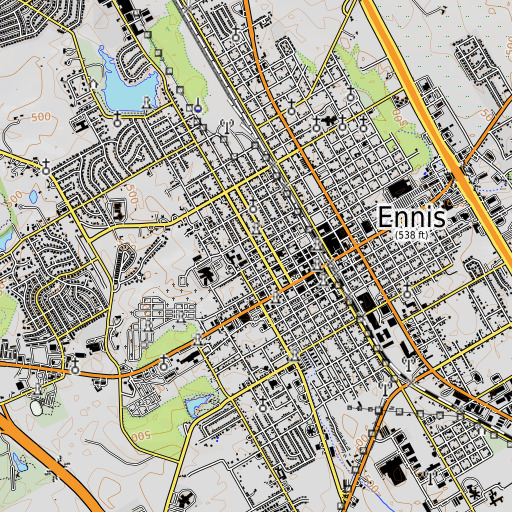 OpenTopoMap map of Fain House, TX