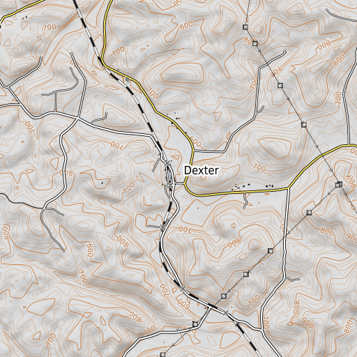 OpenTopoMap map of Dexter Post Office, OH
