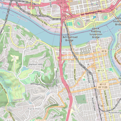 OpenStreetMap map of Interchange 192, KY