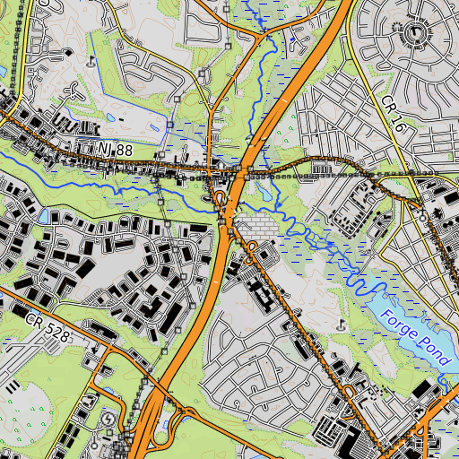 OpenTopoMap map of Interchange 90, NJ