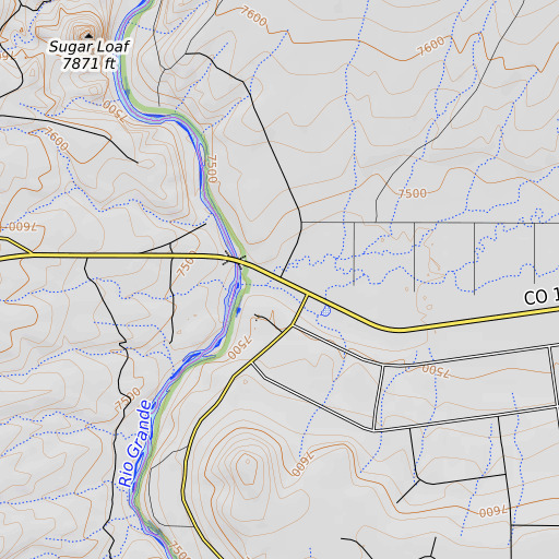 OpenTopoMap map of Culebra Creek, CO