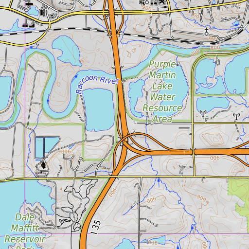 OpenTopoMap map of Interchange 68, IA