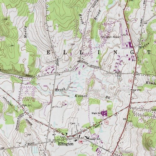 USGS 24K topo map of Bahlers Brook, CT