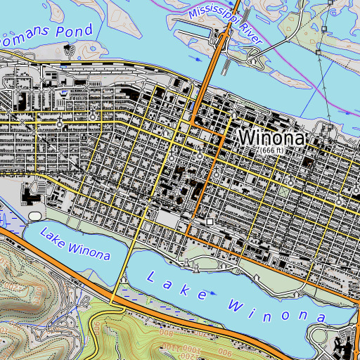 OpenTopoMap map of Pasteur Hall, MN