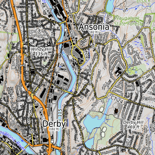 OpenTopoMap map of Beaver Brook, CT